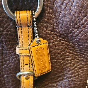 Coach Brown Pebbled Leather Tote with Yellow Tag